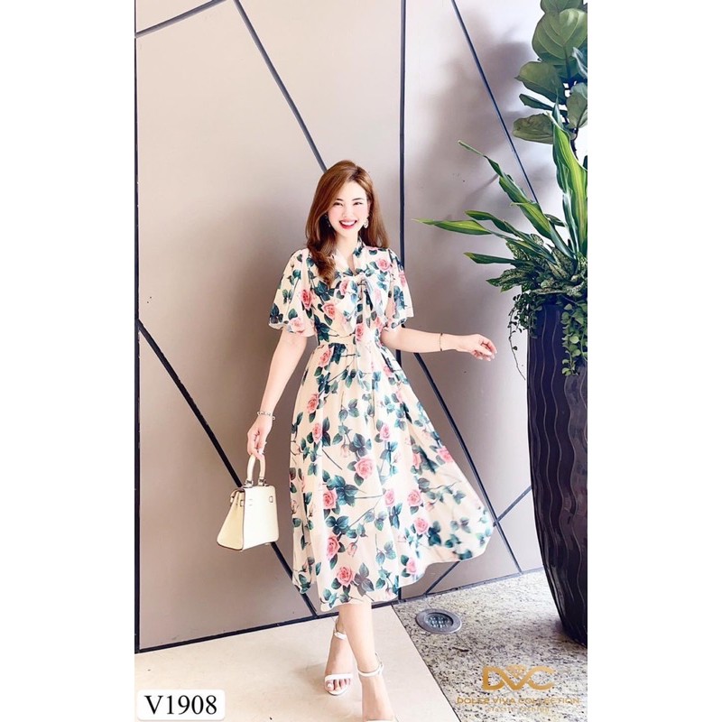 [Mã WASTMINI giảm 10% tối đa 30K đơn 150K] VÁY HOA VOAN CỔ NƠ