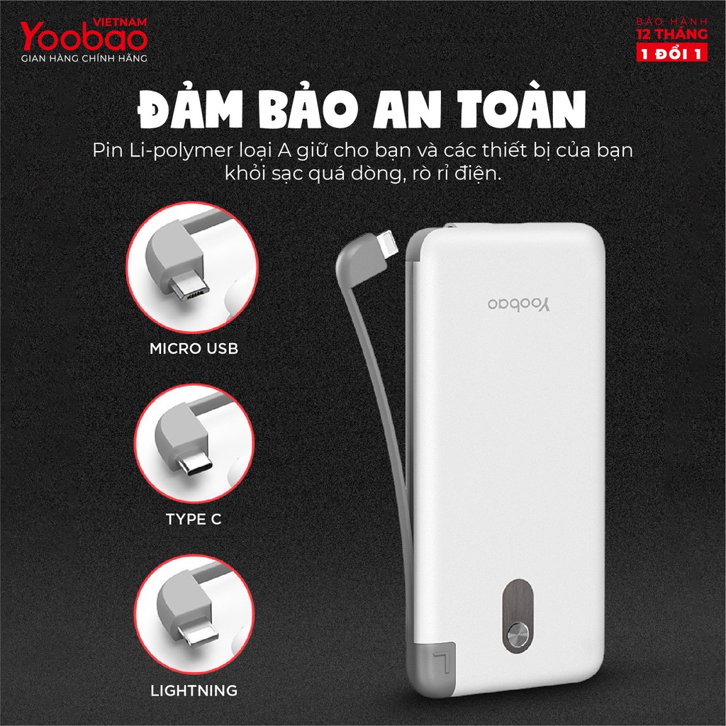 Sạc dự phòng 10000mAh Yoobao S10K Kèm dock sạc nam châm không dây Siêu mỏng - Hàng chính hãng Bảo hành 12 tháng 1 đổi 1