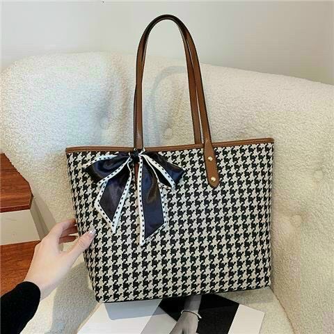 Túi xách tote nữ công sở họa tiết kẻ caro đi làm, Túi trỗng ulzzang cỡ lớn kèm nơ xih đi chơi rộng rãi TD24