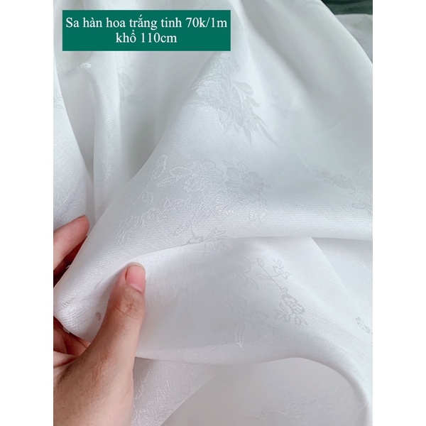 Vải Sa hàn hoa trắng tinh 70k/1m khổ 110cm