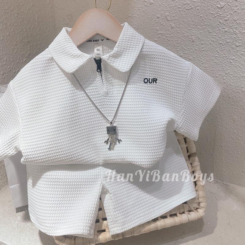 Bộ Áo Cardigan Ngắn Tay + Quần Short Phong Cách Hàn Quốc Thời Trang Mùa Hè 2022 Cho Bé Trai