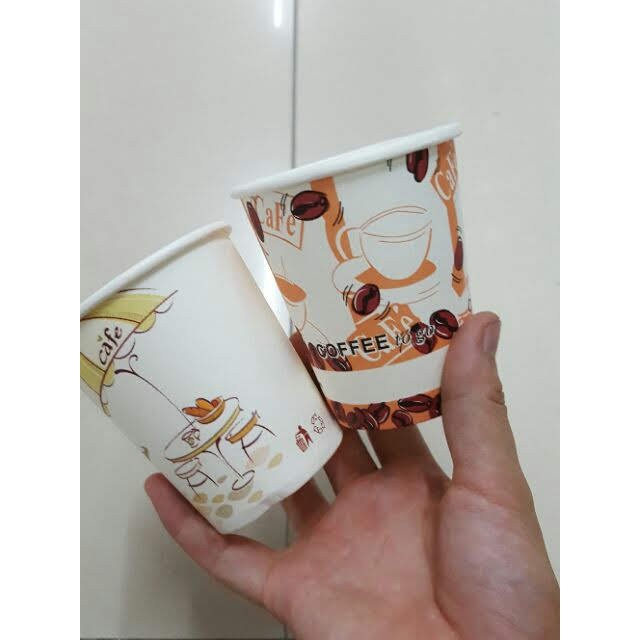 50 Ly giấy 240ml ~ 8oz in hình sành điệu, nắp đen văn phòng ly giấy sinh nhật - Papper cup Vietcup