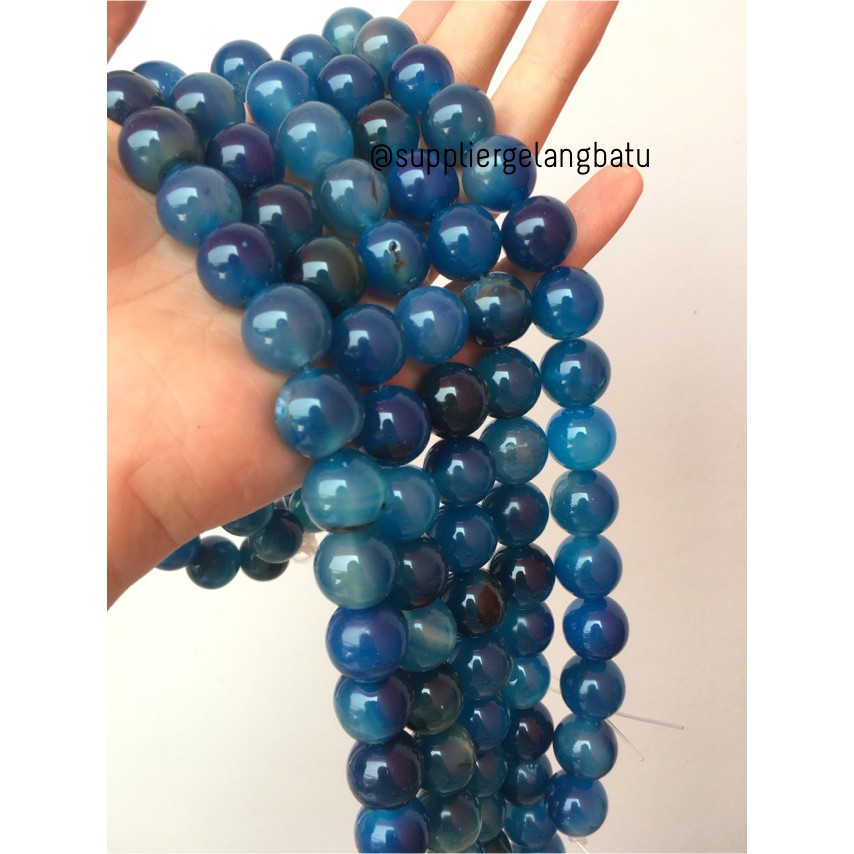 Hạt Đá Aquamarine 16mm Màu Xanh Dương Dùng Làm Vòng Tay / Dây Chuyền