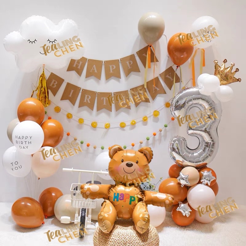 SET TRANG TRÍ SINH NHẬT GẤU TEDDY 4D XU HƯỚNG HÀN QUỐC SIÊU DỄ THƯƠNG