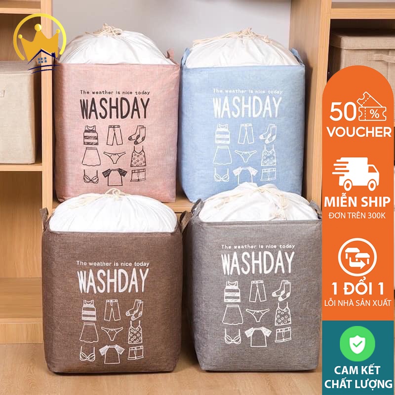 Túi đựng WASHDAY cỡ lớn_Giỏ đựng quần áo có thể gấp gọn vintage xinh xắn