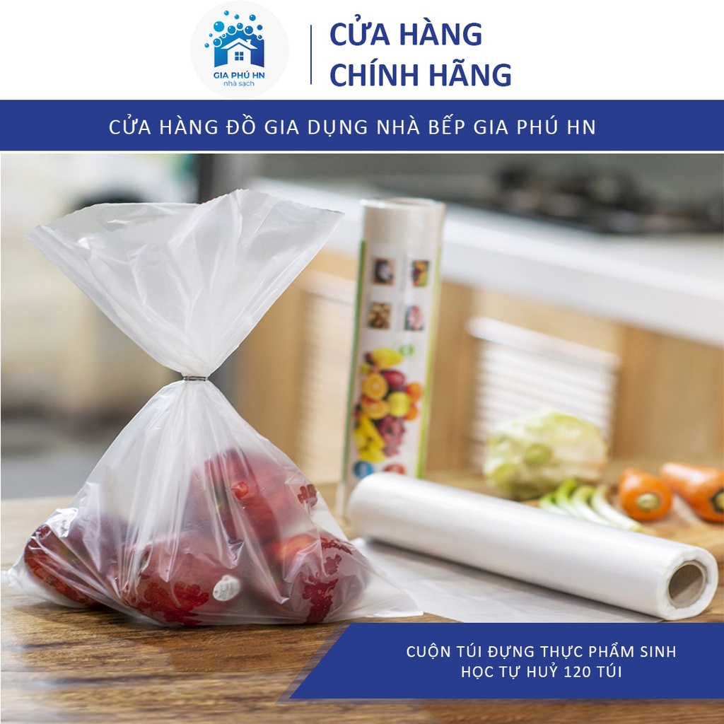 Cuộn 120 Túi Đựng Thực Phẩm Loại 25x35cm, Túi Bảo Quản Thực Phẩm Tanplas Sinh Học Tự Hủy An Toàn, Không Chất Gây Hại