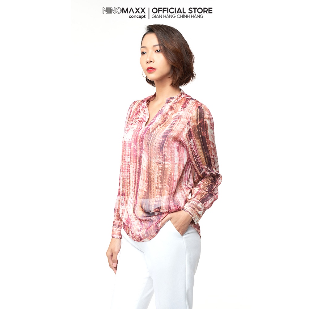 N&amp;M Áo sơ mi kiểu Nữ hoạ tiết tay dài 2010019