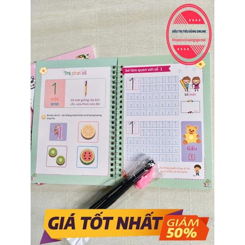 Luyện Viết Chữ Tiếng Việt, Luyện Nét chữ Số Đẹp 3 quyển Kèm 2 Bút 8 ngòi 2 Cá Heo Định Hình Bay mực