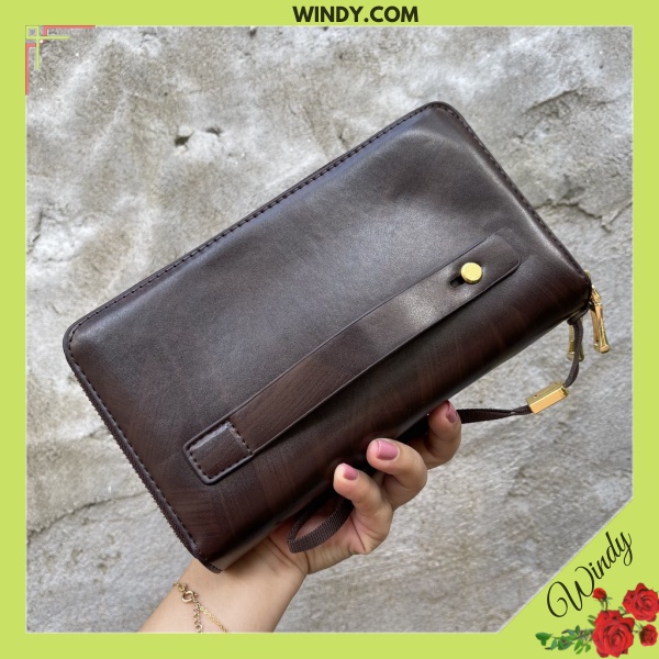 Ví Cầm Tay Nam Nữ MB 2 khóa Chất Da Bò Nhiều Ngăn WD856