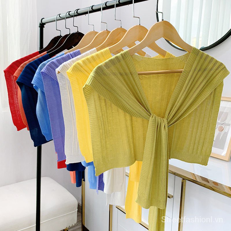 Khăn Choàng Vai Vải Lụa Lạnh Mỏng Thắt Nút Bảo Vệ Vai Có Thể Tháo Rời Dễ Phối Đồ 73l2 | BigBuy360 - bigbuy360.vn