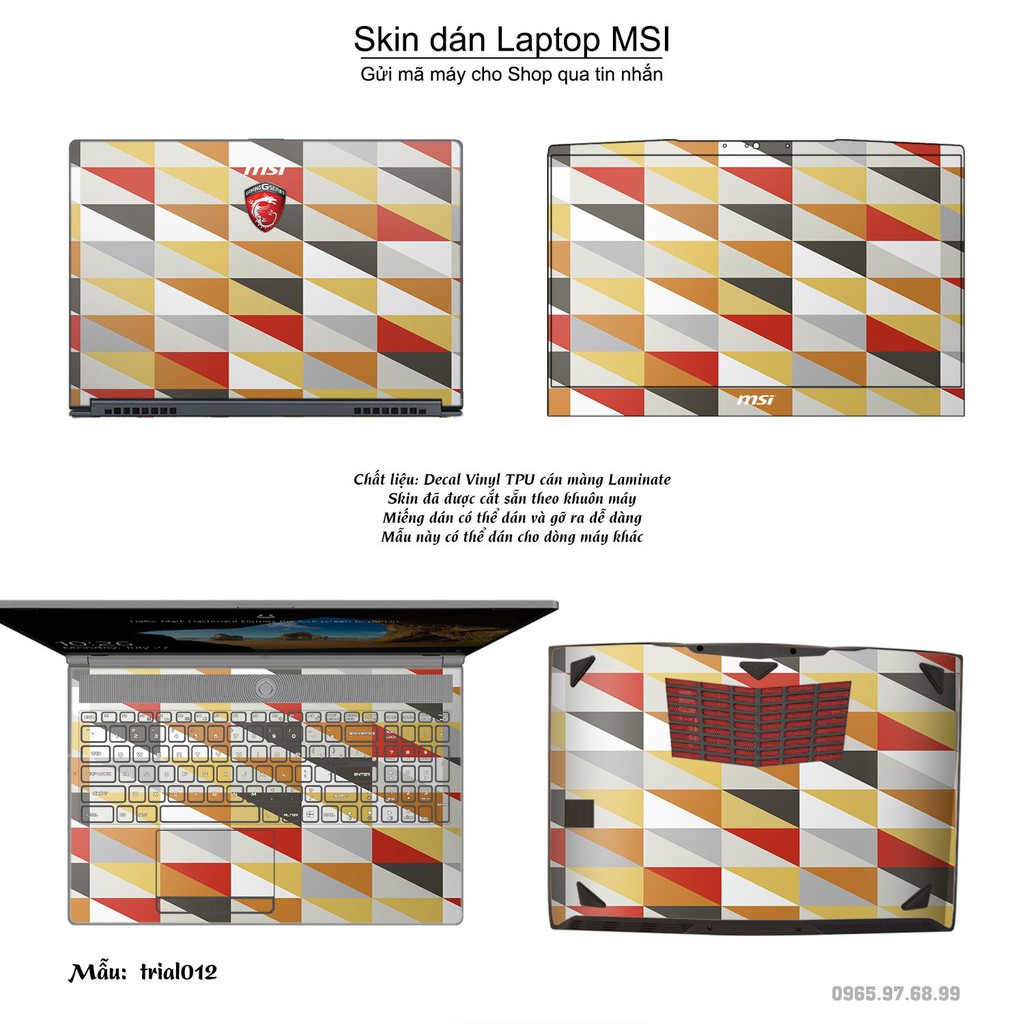 Skin dán Laptop MSI in hình Đa giác _nhiều mẫu 2 (inbox mã máy cho Shop)