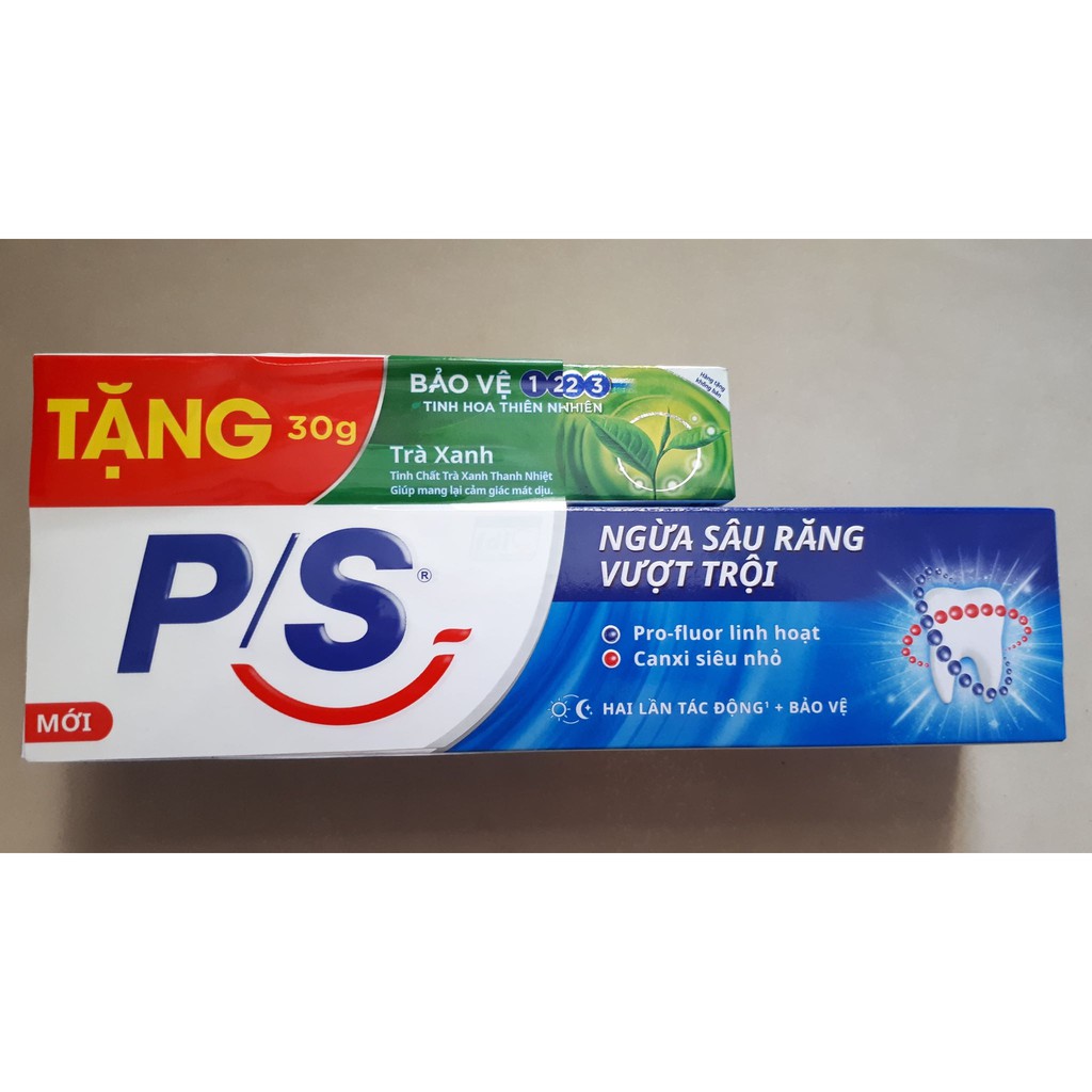 Kem đánh răng P/S ngừa sâu răng vượt trội 180g tặng kem nhỏ 30g