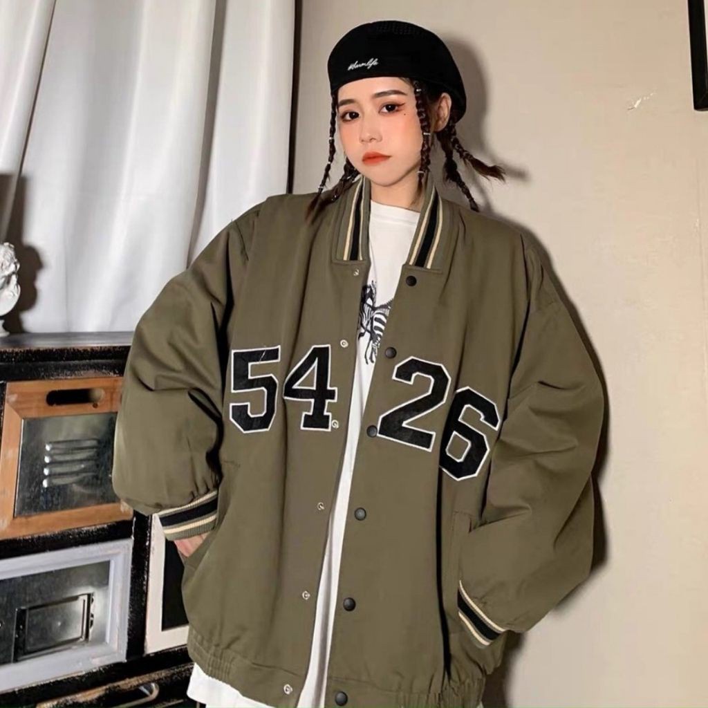 Áo khoác dù bomber jacket phối tay 5426 form rộng nam nữ  unisex 1HIT