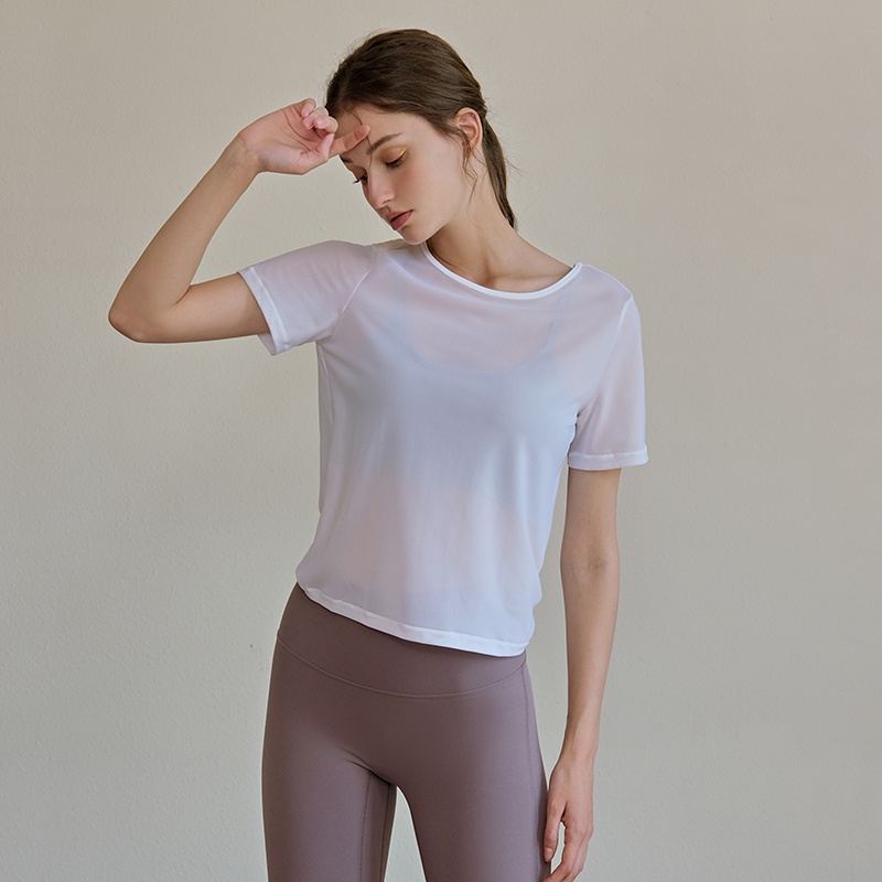 Áo thun thể thao tay ngắn vải mỏng thích hợp tập yoga cho nữ