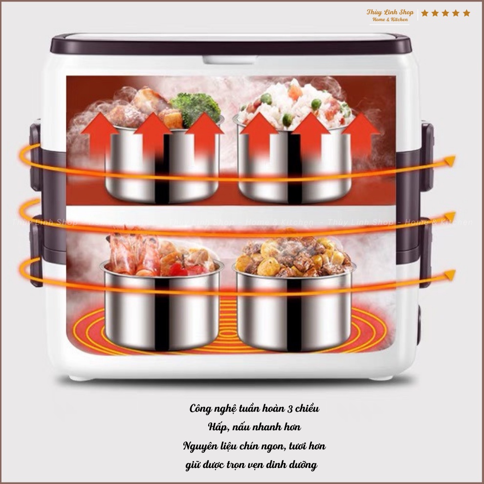 Hộp cơm cắm điện 4 ngăn Supor dung tích lớn 2L chất liệu cao cấp - Hộp cơm văn phòng chính hãng - bảo hành 1 năm