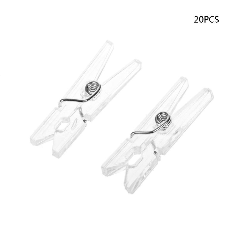 Set 20 kẹp nhựa trong suốt 25mm kẹp ảnh trang trí nhà cửa