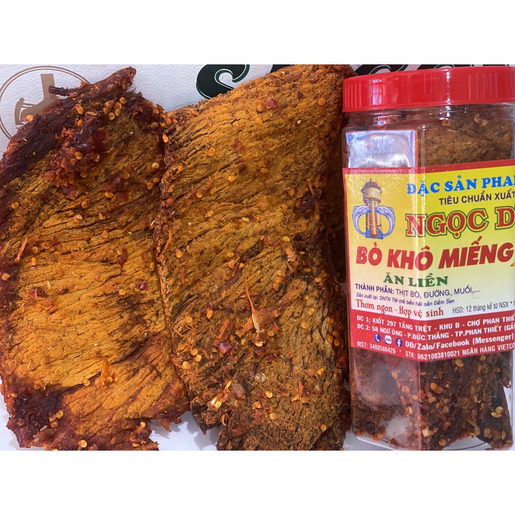 Bò Khô Miếng ( ăn liền ) là món ăn ngon của Shop Đặc Sản Phan Thiết NGỌC DŨNG; Hộp 250 gram. HSD 12 tháng kể từ ngày đặt