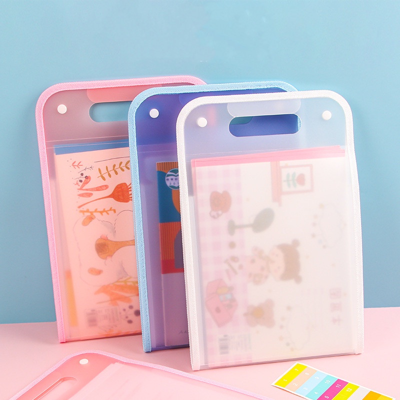 Túi Đựng Tài Liệu Khổ A4 / 13 Ngăn Bằng Nhựa PP Trong Suốt Tiện Dụng Cho Học Sinh