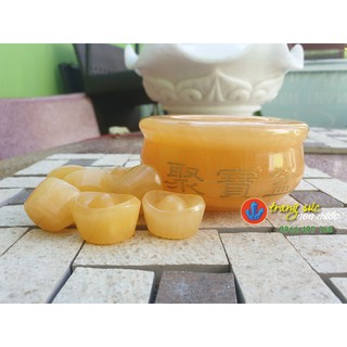Bát Tụ Bảo ( Tụ Bảo Bồn Đế Gỗ Xoay Đẹp Y Hình ) Trang sức non nước