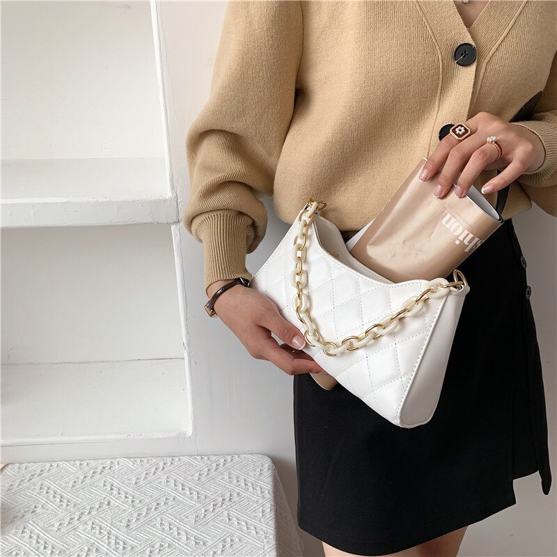 Túi đeo vai JASMIN NOIR dáng vuông cỡ nhỏ phối dây xích thời trang cho nữ