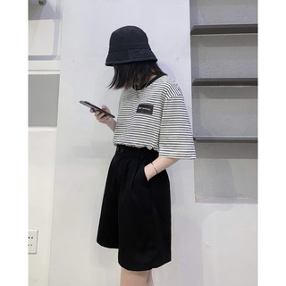 Quần short lửng xếp li chun sau