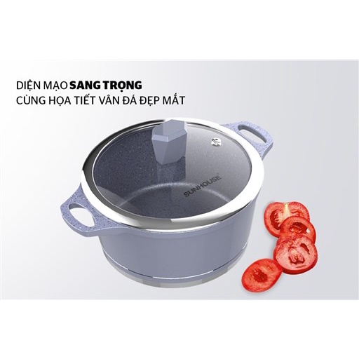 Bộ 3 nồi quánh vân đá đáy từ Sunhouse SHG2003MMA - Xanh ngọc
