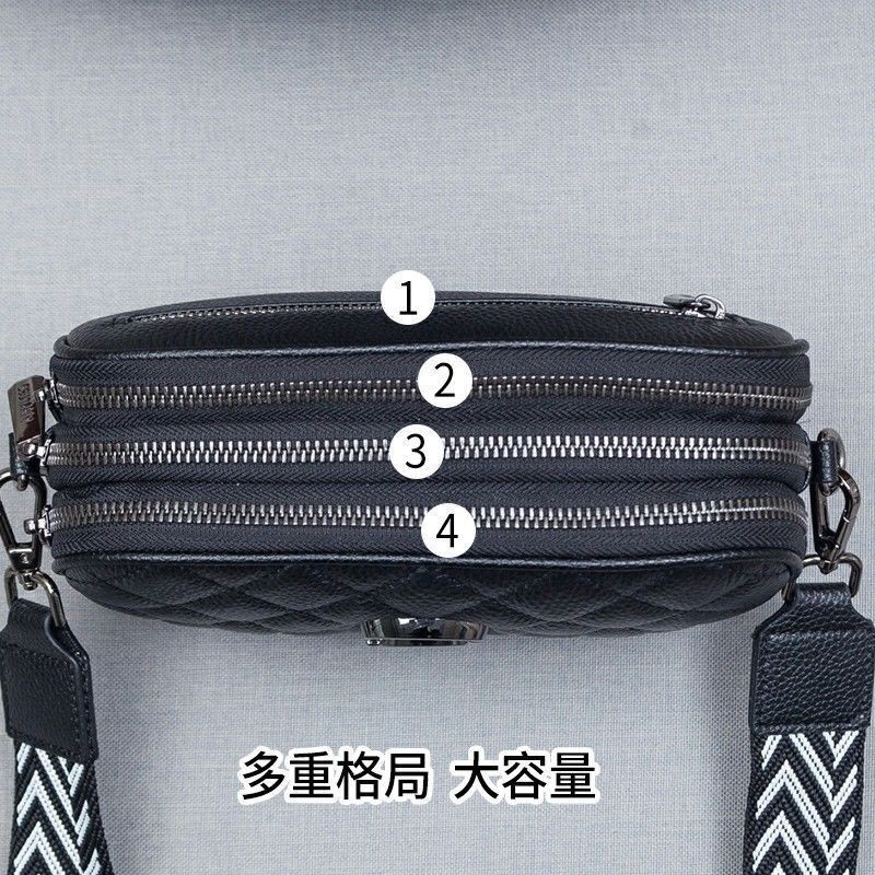 Túi Đeo Chéo Một Lớp Bằng Da Mềm Thêu Họa Tiết Hình Thoi Ba Lớp Phong Cách Mới 2021 Thời Trang Thường Ngày Cho Nữ