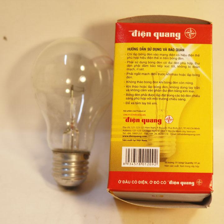 Bóng đèn sợi đốt 60W Điện Quang đuôi E27,bóng đèn dây tóc dùng để ấp trứng, sưởi ấm,úm cho gà con