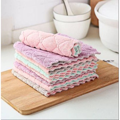 Combo 10 khăn lau bếp đa năng 2 mặt 2 màu siêu thấm hút