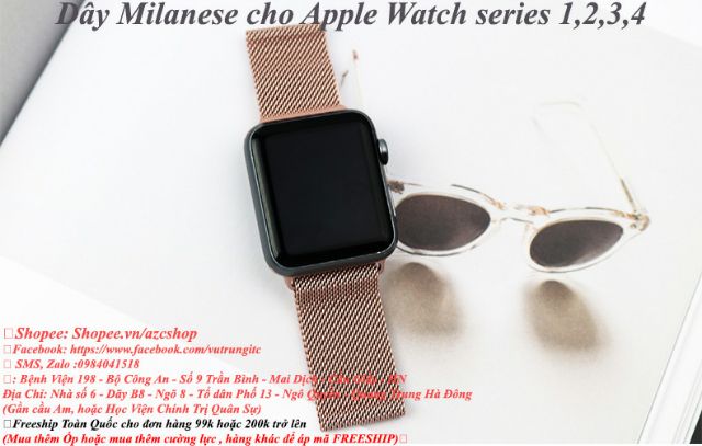 Apple Watch - Dây Milanese Loop Cho Apple Watch Series 1,2,3,4(Thép lưới Apple Watch)