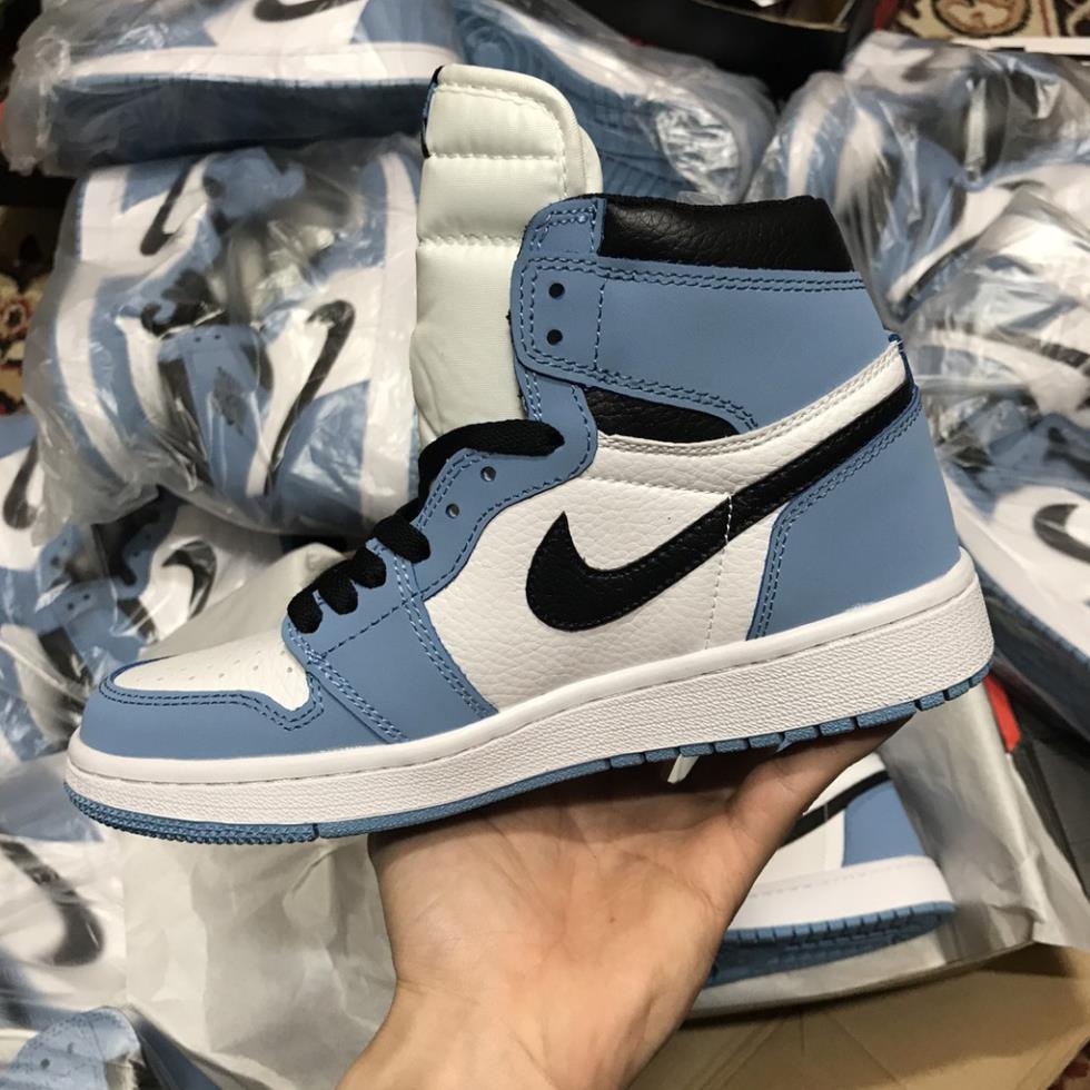 Giày Jordan 1 High University Blue ( Ảnh thật + Hàng Sẵn ), giày jordan xanh nhạt cao nam nữ, giày jordan