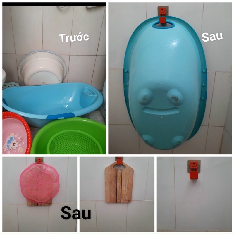 móc dán sắt chữ u treo chậu thau rổ giá tiện lợi