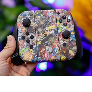 Skin decal dán nintendo switch v1, v2 / oled mẫu stickerbomb stic257