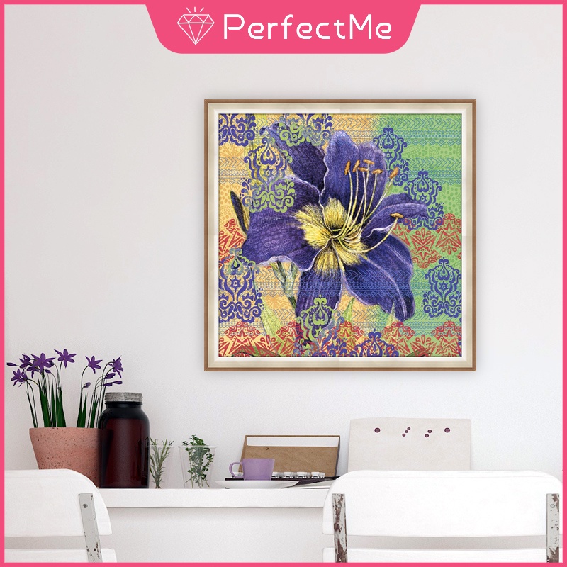 Bộ Tranh Đính Đá 5d Tự Làm 40x40cm Hình Hoa Xinh Xắn