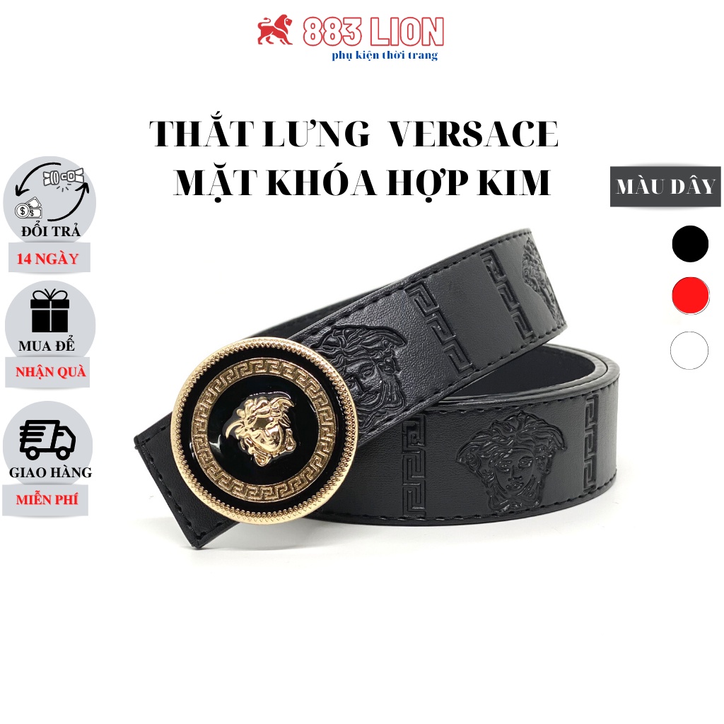 Thắt Lưng Nam - Dây Nịt Nam Mặt Versace Da Tổng Hợp PVC Màu Đen Bền Đẹp Mẫu Mới 2021