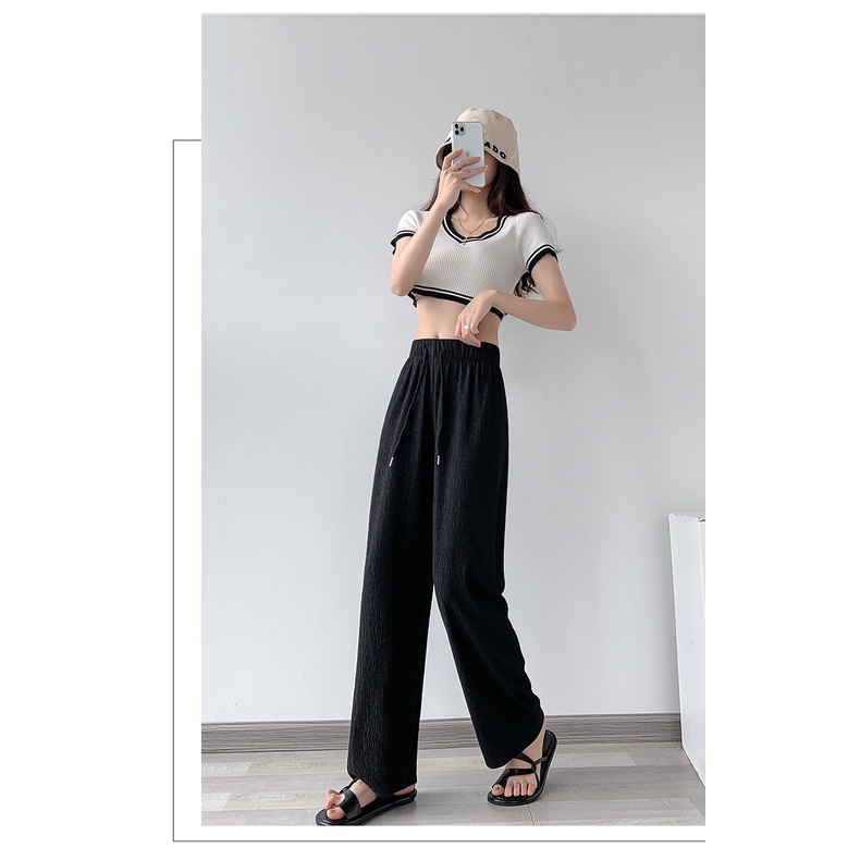 Quần dài cho nữ ống rộng màu trơn thời trang