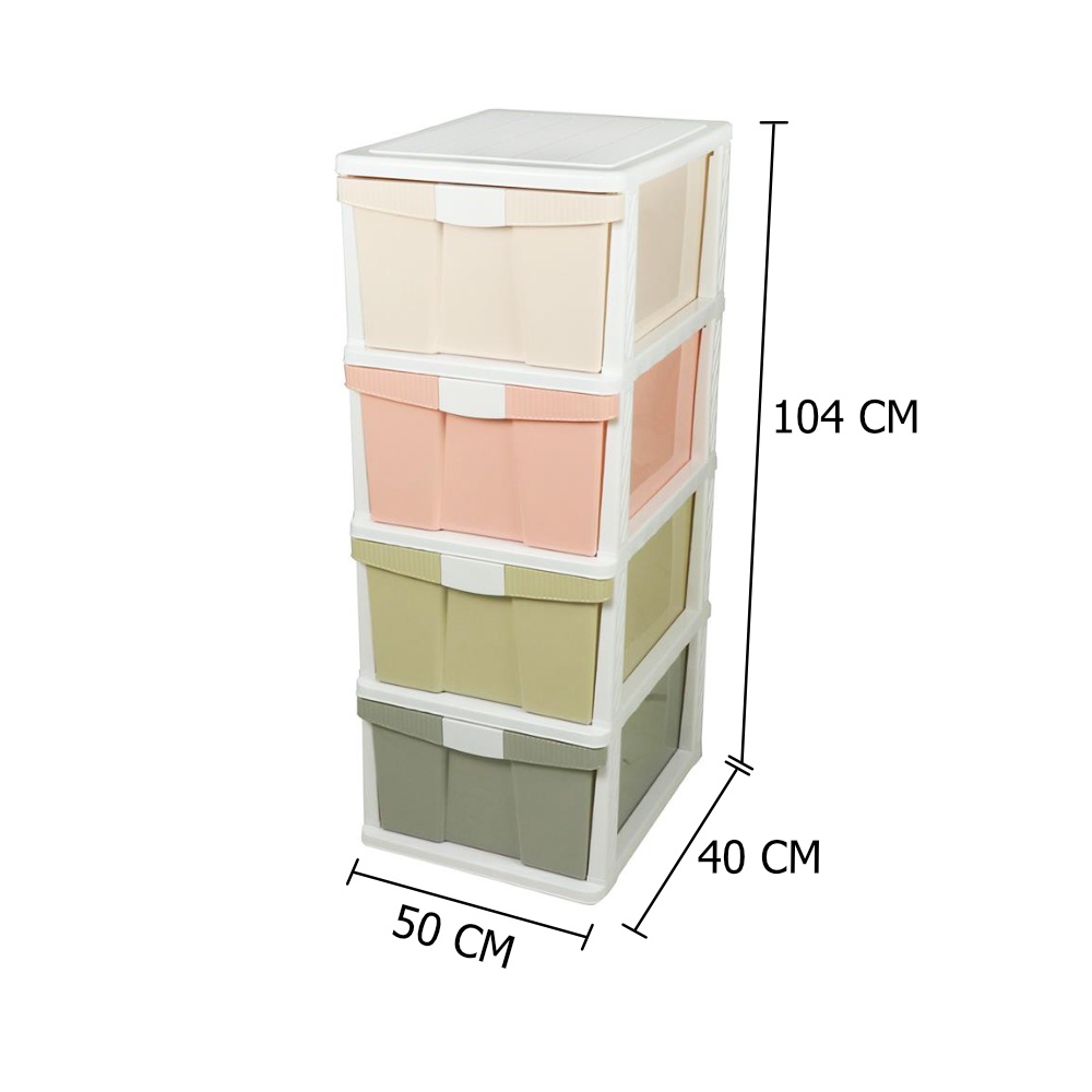 HomeBase STACKO Tủ nhựa 4 tầng 1057M4 Thái Lan W50xH104xD40cm màu Pastel