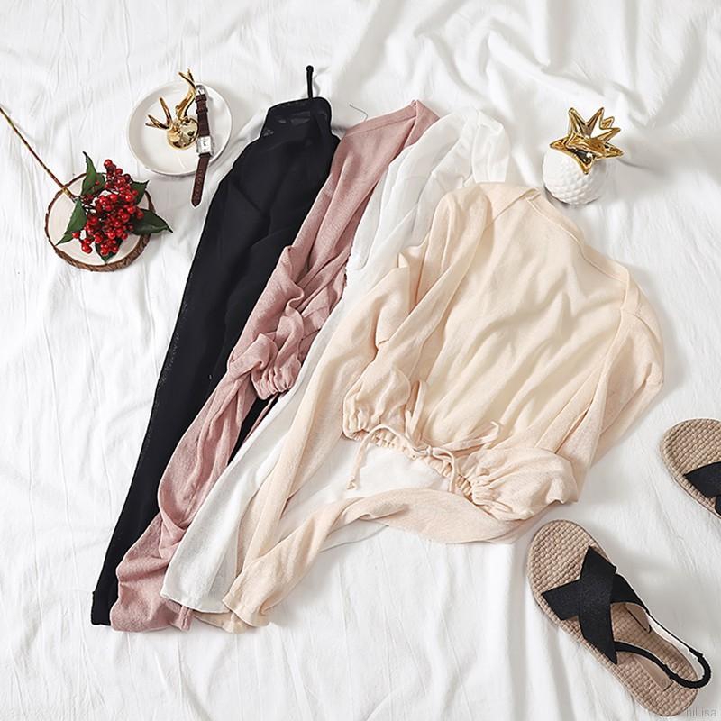 Áo khoác dệt kim tay dài chống nắng cho nữ | BigBuy360 - bigbuy360.vn