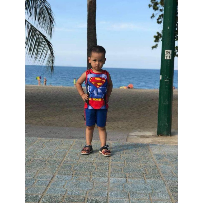 Quần áo bé trai - Bộ sát nách siêu nhân Super Man , chất cotton 100% - Hãng Samkids