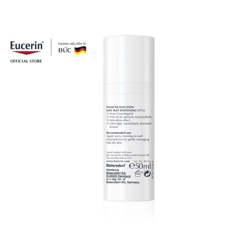 [HB Gift] Kem dưỡng ban ngày Eucerin Acne-Oil Control Proacne Day Mat Whitening SPF30 50ml
