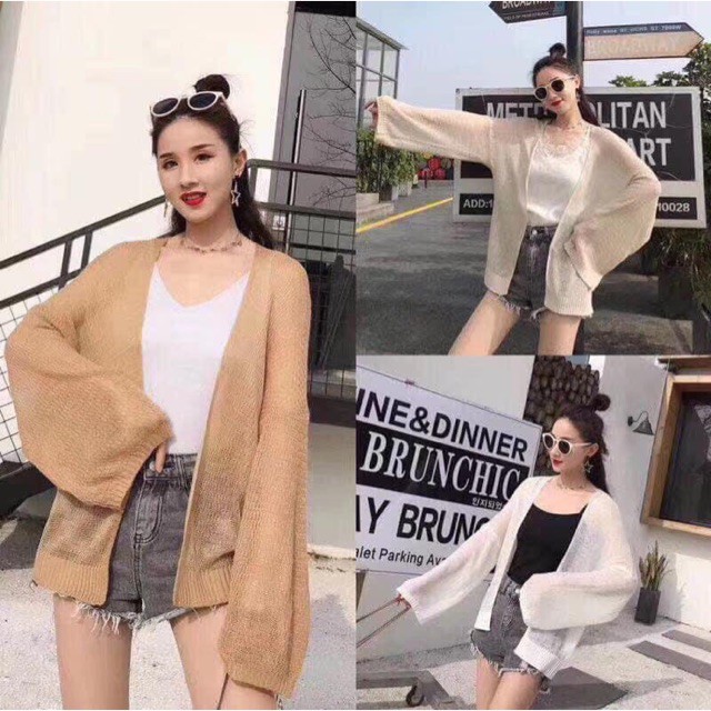 FEESHIP Áo khoác lưới mỏng cardigan đi biển 3 màu hotrend hót hít