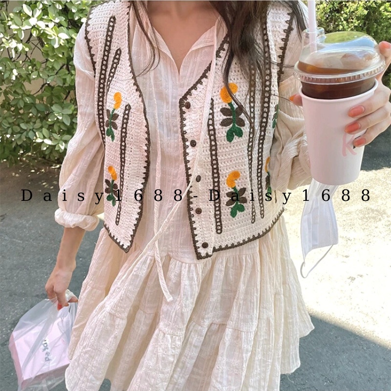 Sẵn- Áo Gile kiểu len móc nhiều mẫu mặc ngoài áo váy phong cách Vintage