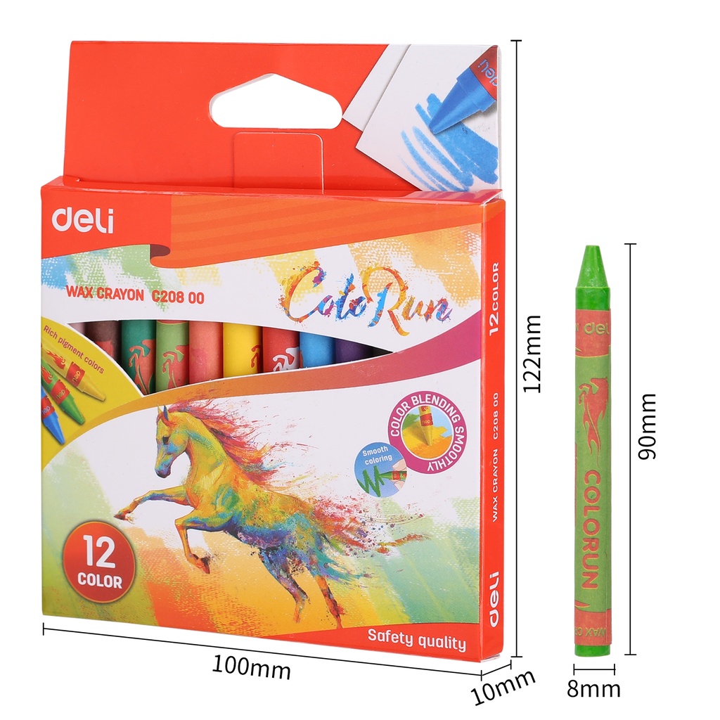 Bút màu sáp nến Deli an toàn cho bé - Bút sáp màu cho học sinh mẫu giáo - Bút sáp màu cho bé tập tô