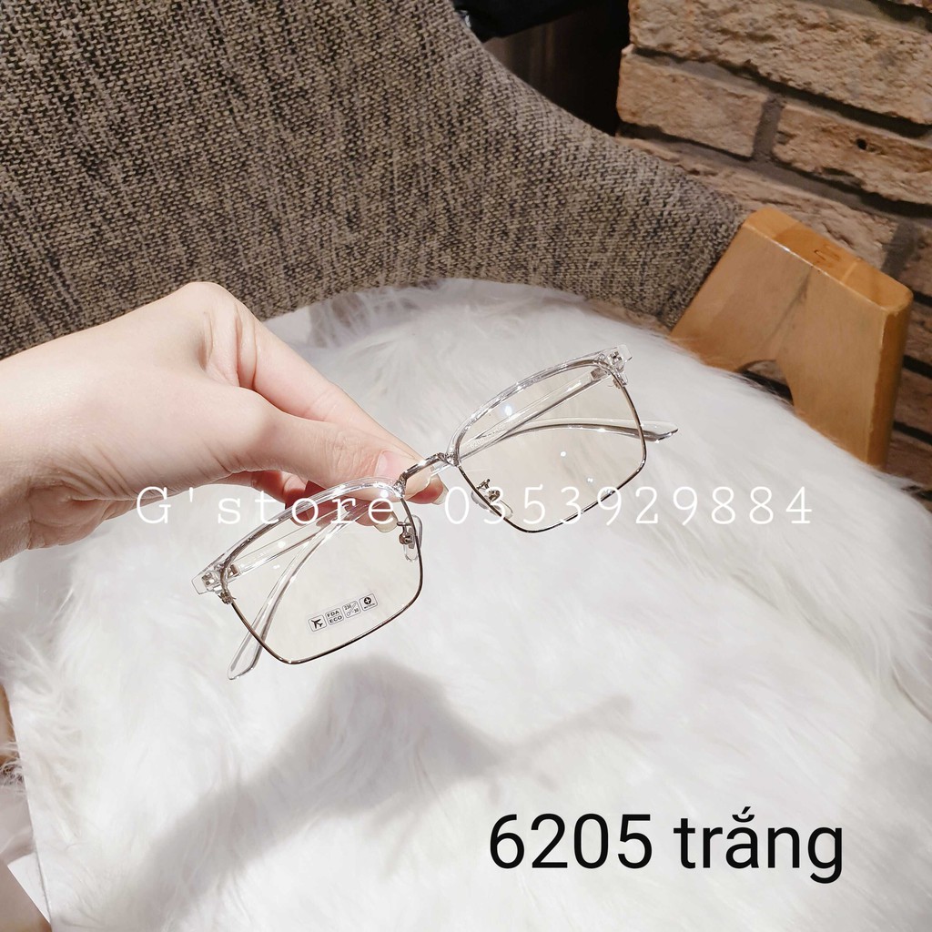 Kính Gọng Vuông Nửa Viền Dáng Mắt To G STORE Gọng Kính Mắt Vuông Trắng Trong Suốt Dành Cho Nam Và Nữ 6205 | BigBuy360 - bigbuy360.vn