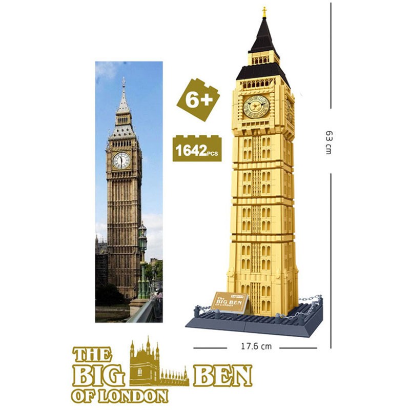 Đồ chơi Lắp ghép Mô hình  Wange  5216 Architecture the Big Ben of London-England Tháp Đồng Hồ Big Ben