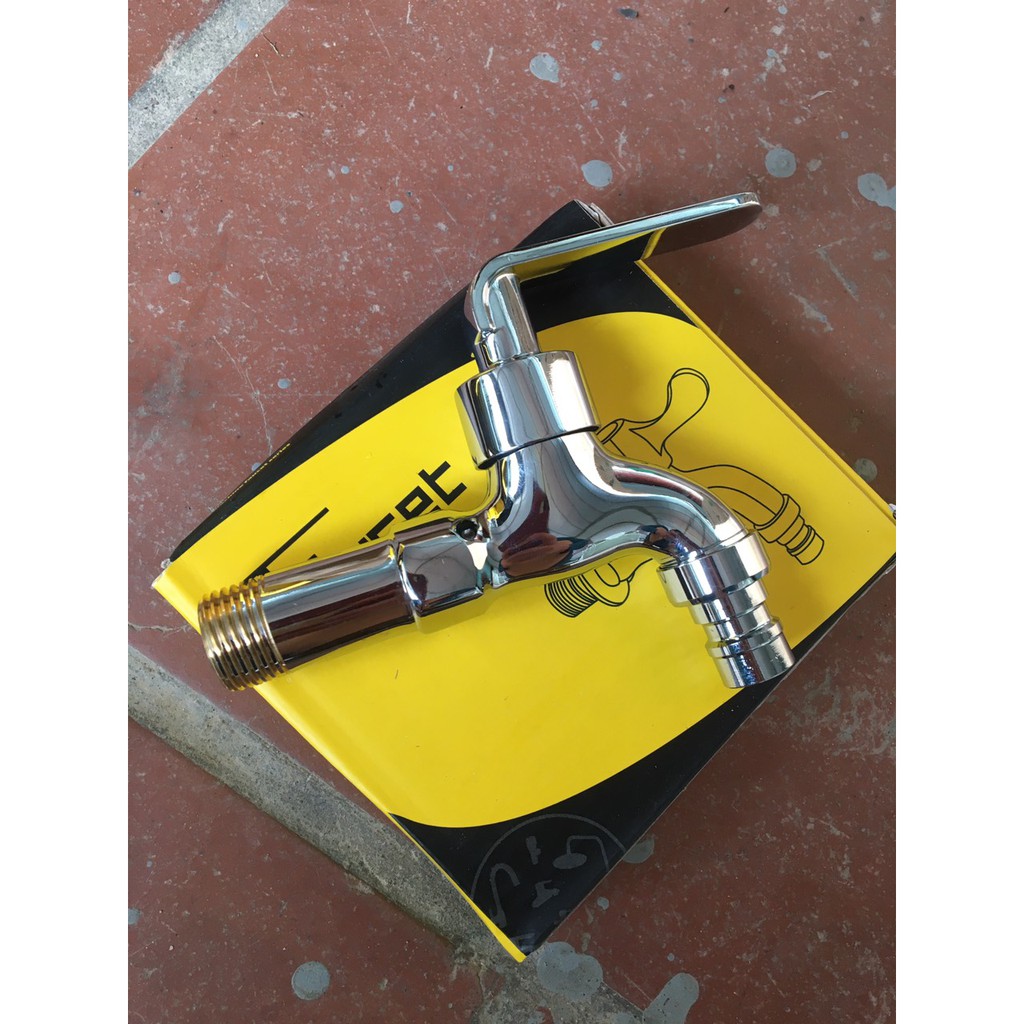 Vòi hồ đồng thau mạ crom ren 21 hàng chuẩn