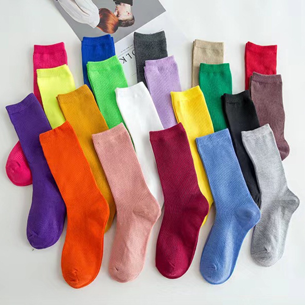 Vớ cổ cao trơn chun cotton vải mỏng thoáng mát thời trang hàn quốc giá rẻ dành cho nam nữ MONEYSOCKS VC109
