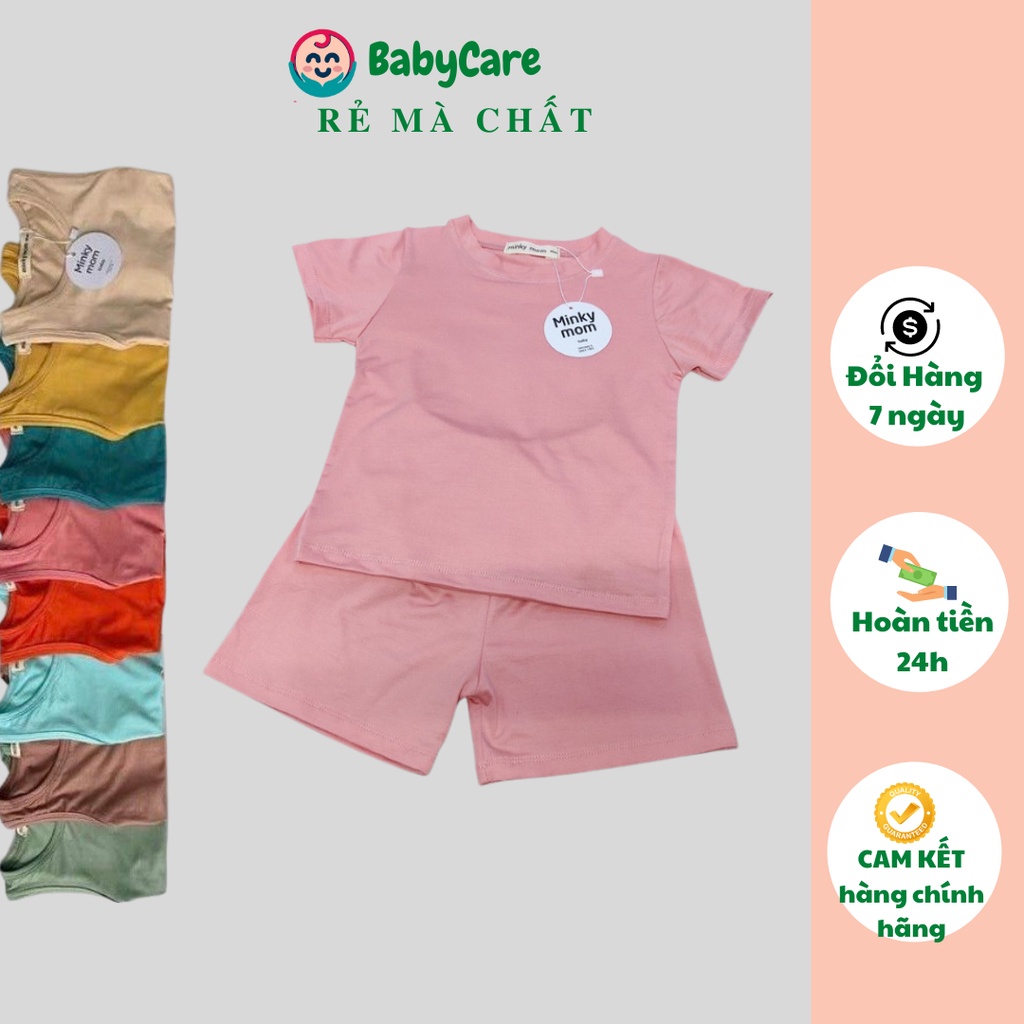 Đồ Bộ Bé Gái, Bé Trai Minky Mom Vải Thun Lạnh Trơn, Bộ Quần Áo Cộc Tay Cho Bé Mặc Hè Thoáng Mát từ 5-18kg