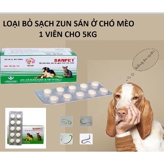 T.ẩ.y giun S.A.N.B.E.T cho chó mèo loại bỏ sạch giun sán 1v cho 5kg chó mèo