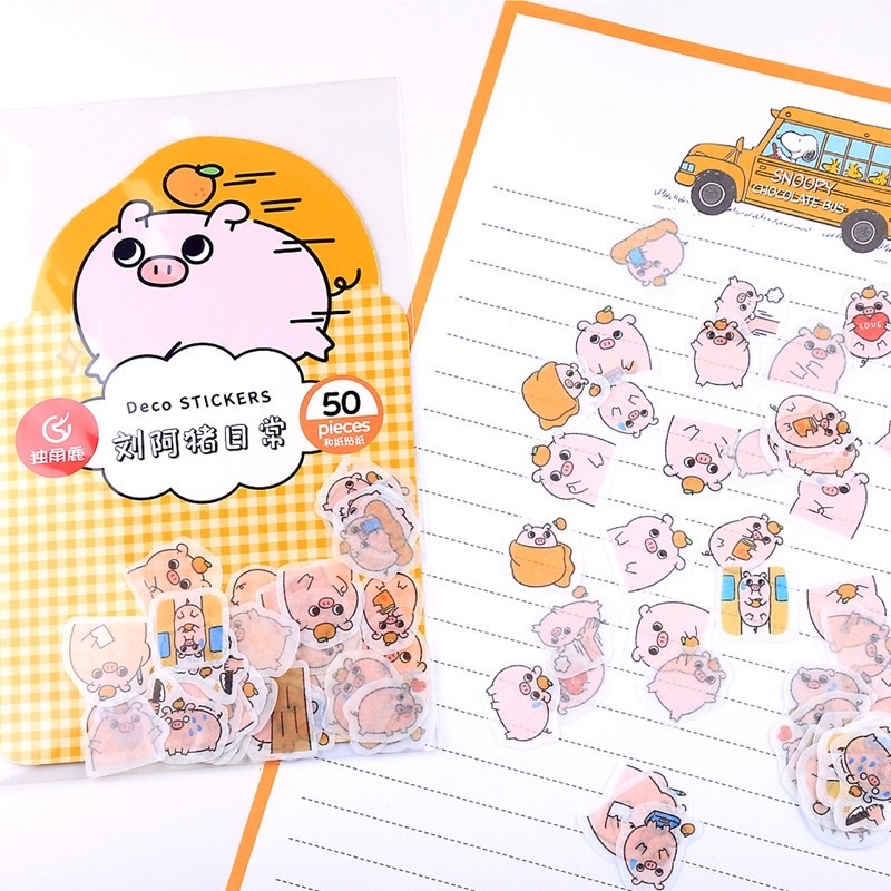 Túi 50 miếng Sticker cute dán trang trí hình động vật dễ thương